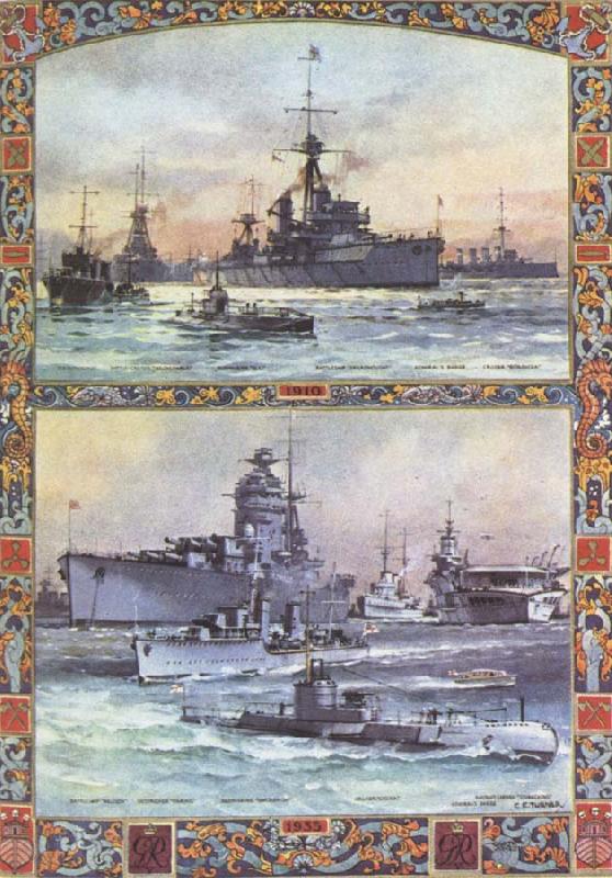 unknow artist engelska flottan 1910 och 1935 France oil painting art